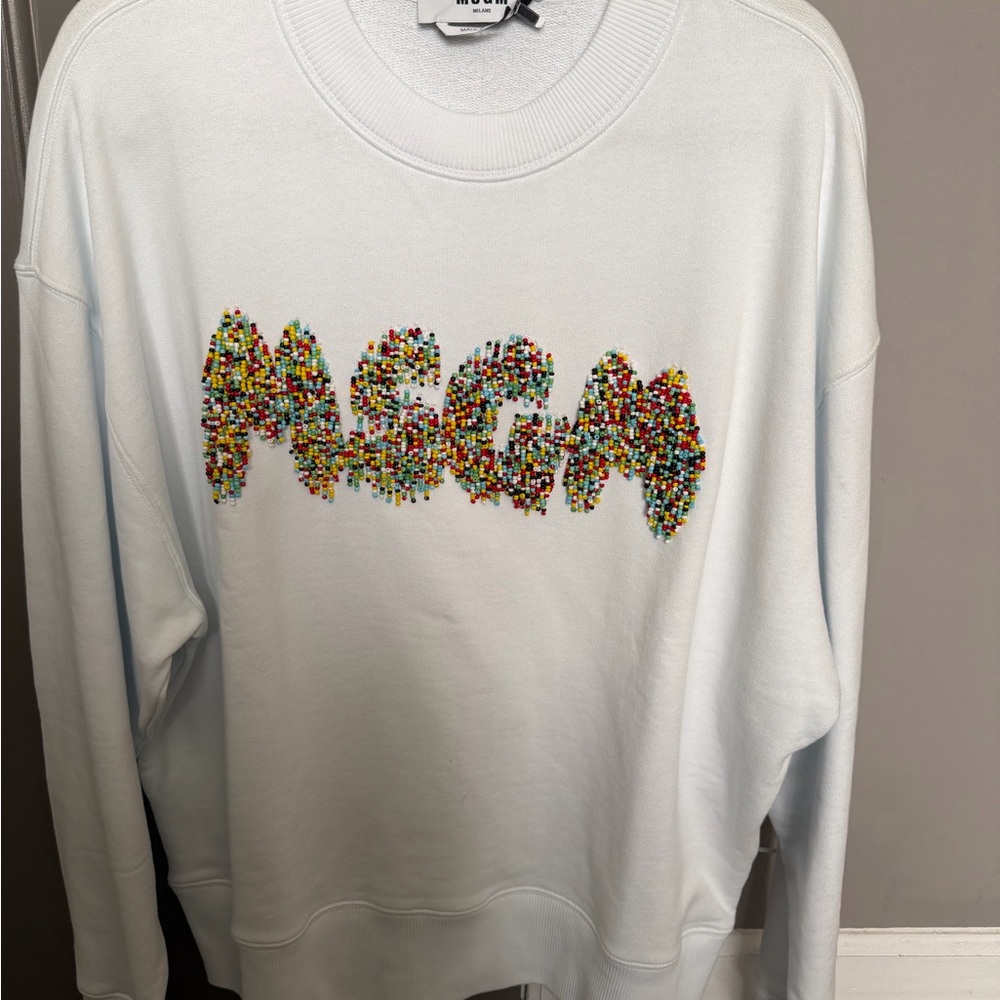 MSGM White Crewneck Sweatshirt